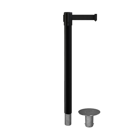 Montour Line Stanchion Belt Barrier Removable Base Pol.Brass Post 16ft.Black Belt P400R-PB-BK-160